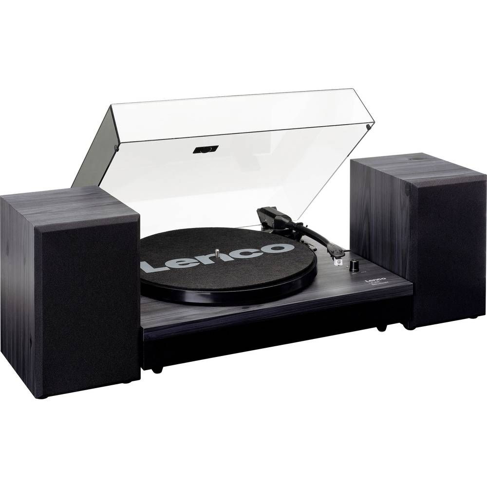 Lenco LS-300 Black - Turntable with Bluetooth and Two External Speakers - Black