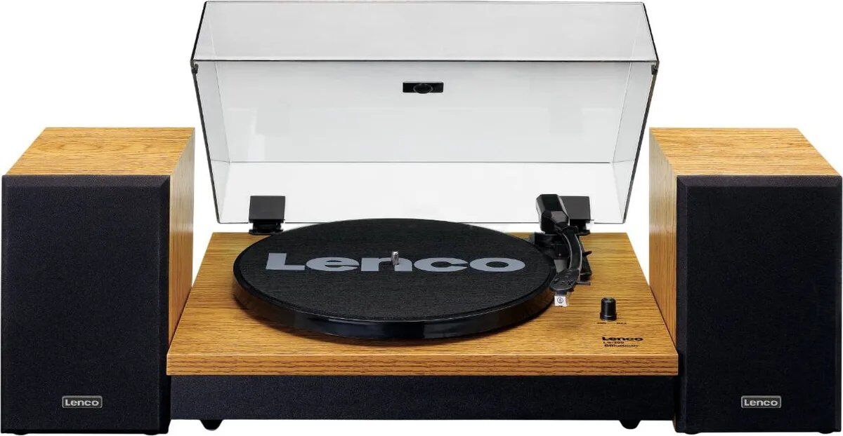 Plato giradiscos Lenco LS-300 - 10 W, parada automática del plato, célula Audio-Technica AT-3600L