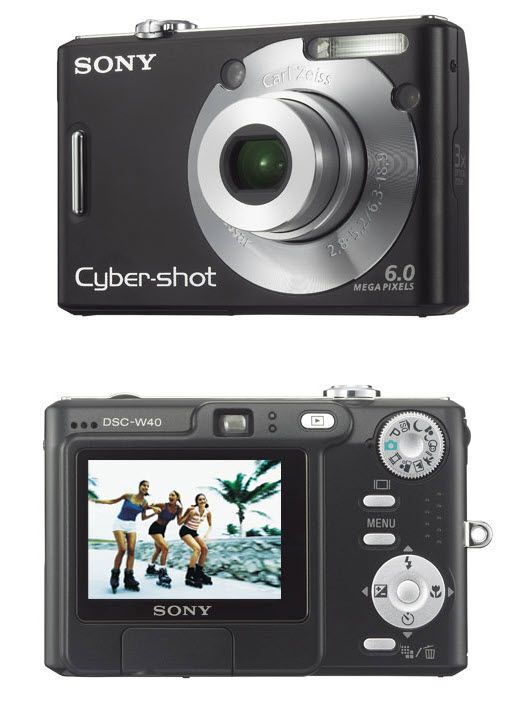 Appareil photo Sony CompactW40 - 6,0 MP, zoom optique 3x, objectif Carl Zeiss