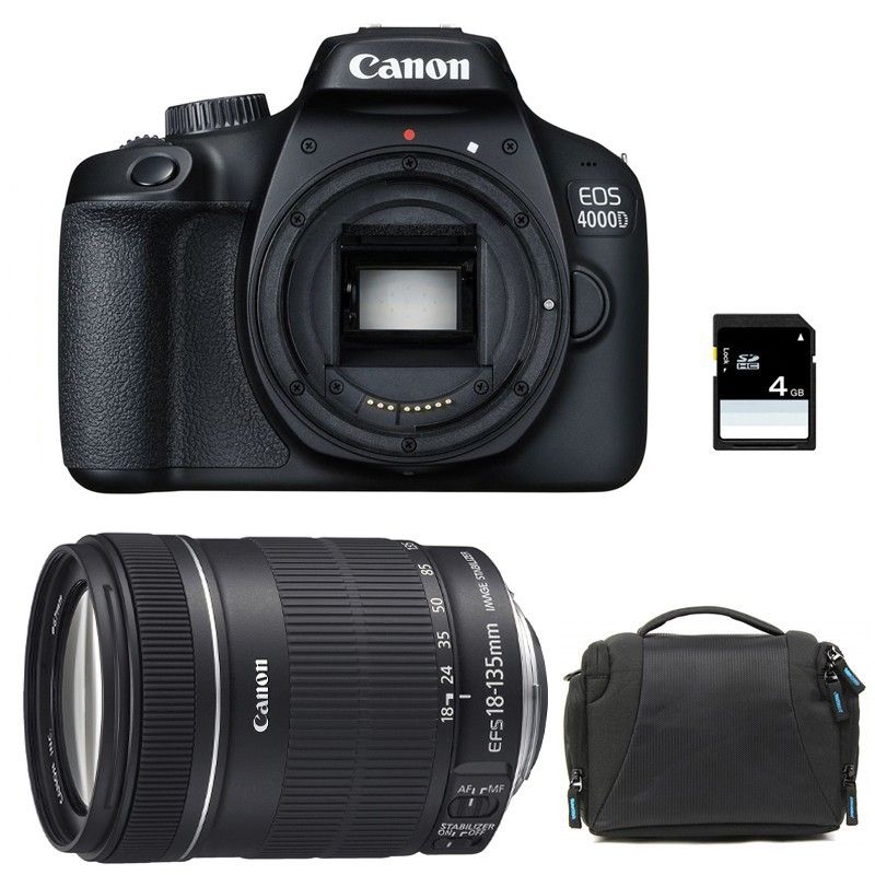 Canon EOS 4000D + 18-135mm IS Lens + 3-Year Warranty + Bag + 4GB SD Card