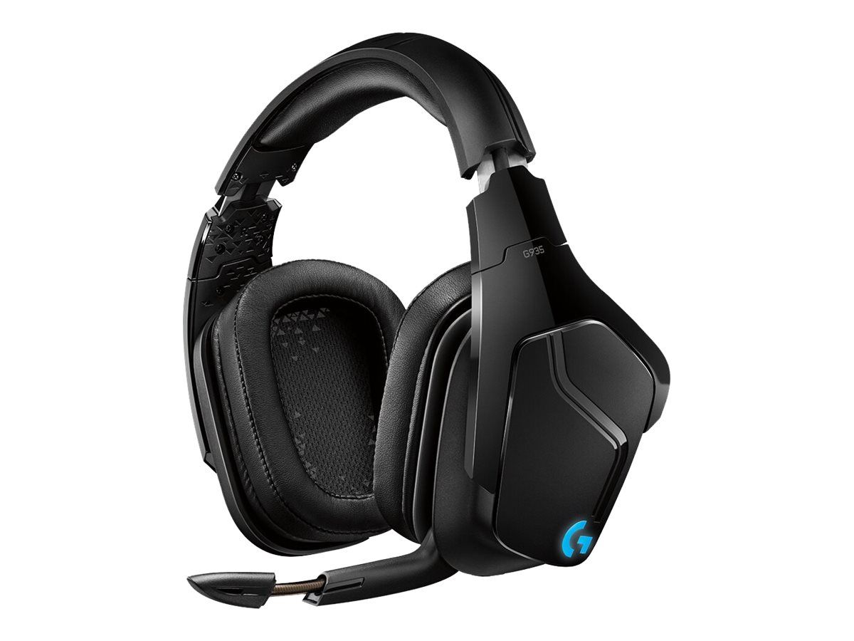 Casque de jeu Logitech G935 - Micro casque - Son surround 7.1 - Circum-aural - Sans fil 2,4 GHz - Jack 3,5 mm - Noir Bleu