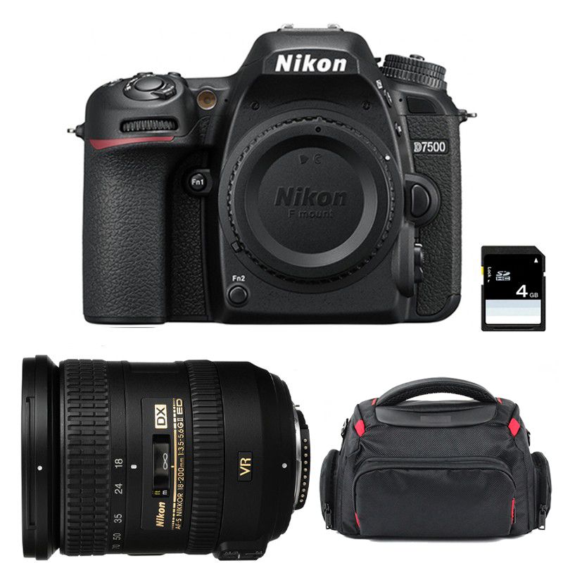 Nikon D7500 + AF-S DX 18-200mm f/3.5-5.6G ED VR II + Bag + 4GB SD Card