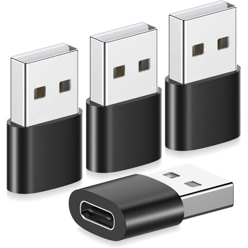 Adaptadores Uisave USB C hembra a USB macho, paquete de 4