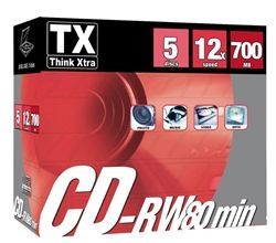 TX Group CD-RW Discs, 700MB, 12x Speed, 5 Pack