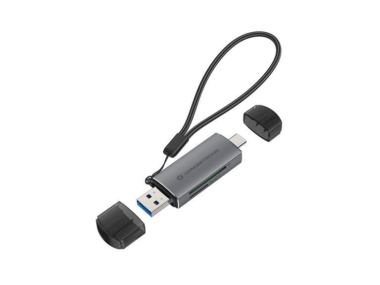 Conceptronic BIAN05G USB 3.2 Gen 1 (3.1 Gen 1) Type-A/Type-C Memory Card Reader - Grey