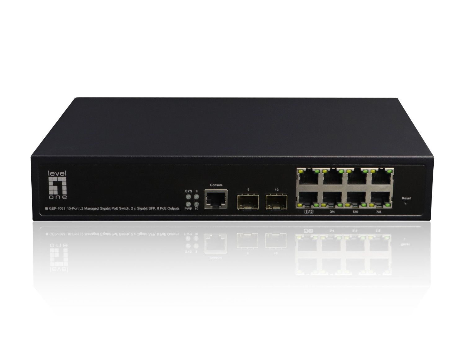 LevelOne GEP-1061 Managed Gigabit Ethernet Switch (10/100/1000) with PoE, Black