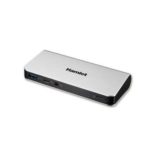 Estación de carga Hamlet HDOCKS500C con conexión cableada, USB 3.2 Gen 1 (3.1 Gen 1) Tipo A, negro y plata