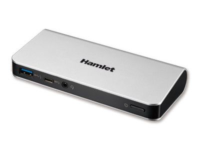 Estación de carga Hamlet HDOCKS500C con conexión cableada, USB 3.2 Gen 1 (3.1 Gen 1) Tipo A, negro y plata