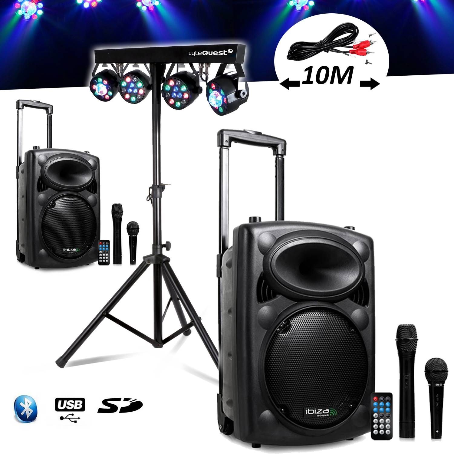 IBIZA SOUND PORT10VHF-BT 1000W Battery Amplified Portable Speaker System
