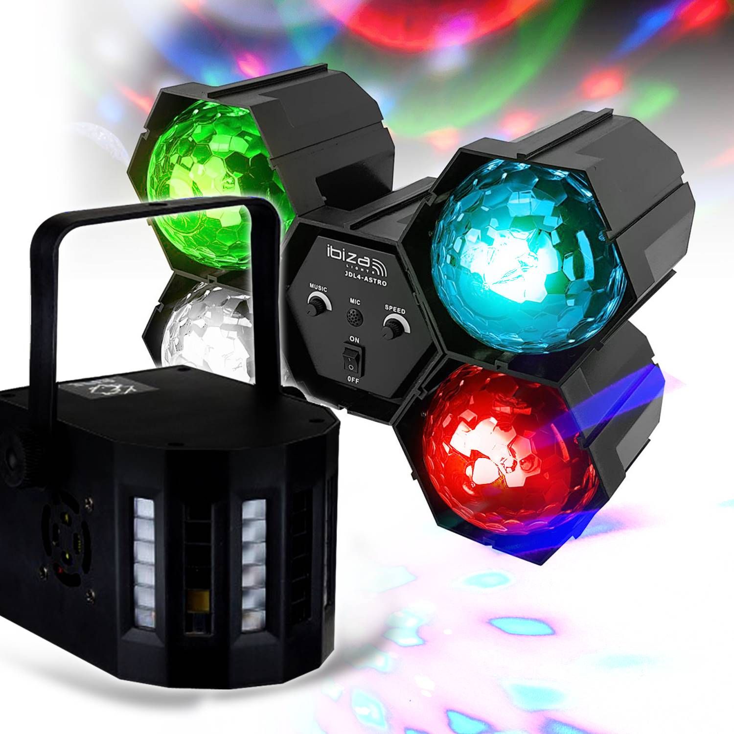 Astro Ibiza Light JDL4-ASTRO + DERBY DJ Lighting Pack for Kids' Parties