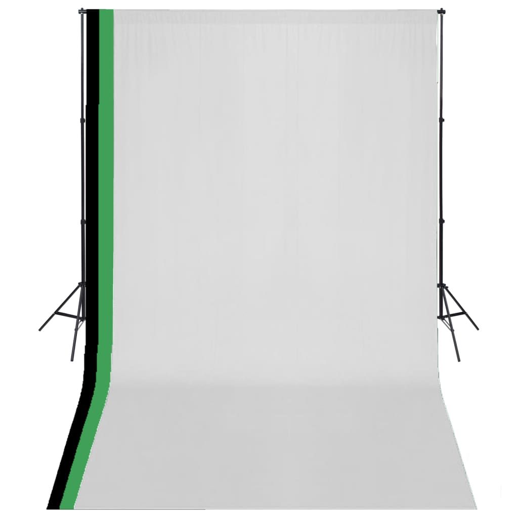 VIDAXL Studio Photo Kit with 3 Adjustable Backdrops and Cotton Canvas (3x5m)