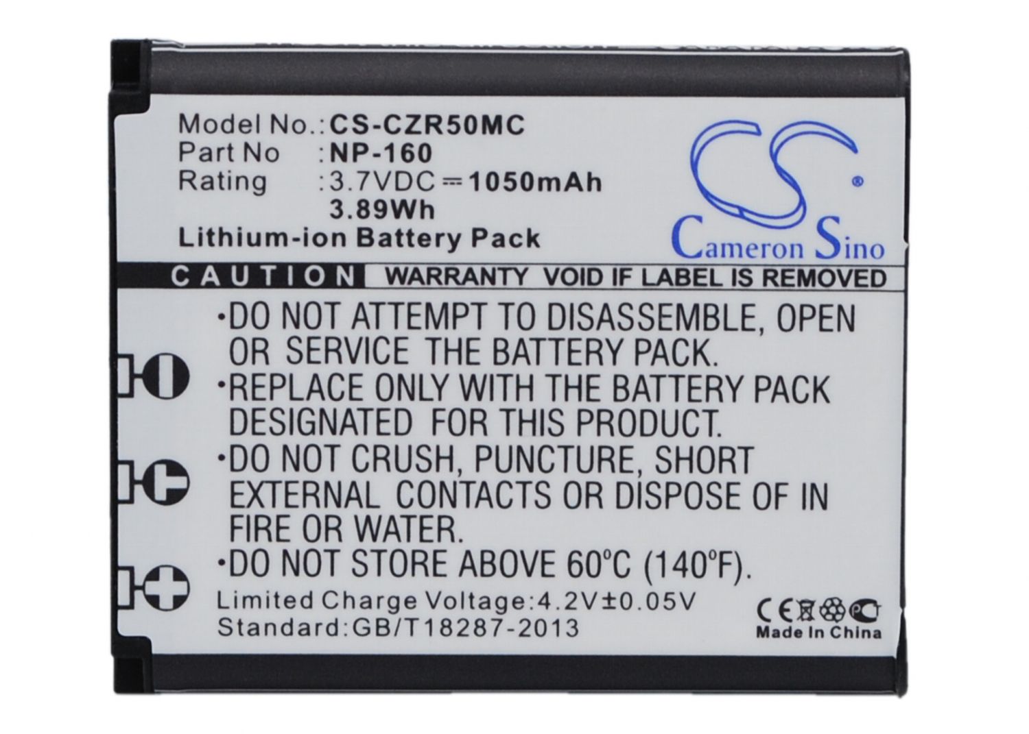 Batería Cameron Sino NP-160 3,7V 1050mAh / 3,89Wh Li-ion