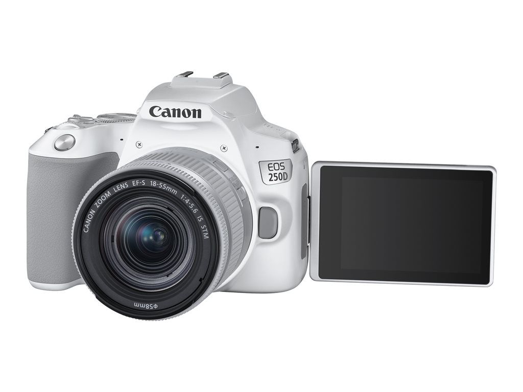 Canon EOS 250D - Digital Camera - DSLR - 24.1 MP - APS-C - 4K/25 fps - 3x Optical Zoom EF-S 18-55mm IS STM Lens - Wi-Fi, Bluetooth - White
