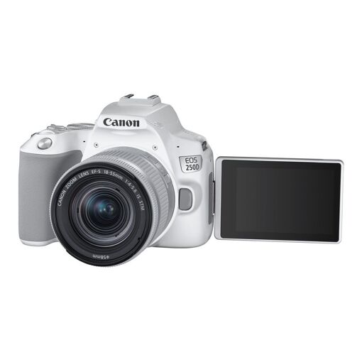 Canon EOS 250D - Digital Camera - DSLR - 24.1 MP - APS-C - 4K/25 fps - 3x Optical Zoom EF-S 18-55mm IS STM Lens - Wi-Fi, Bluetooth - White