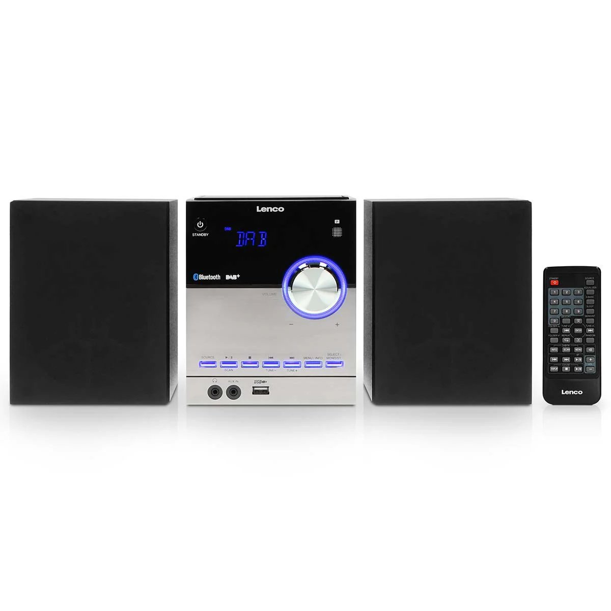 Lenco MC-150 Stereo Speaker with DAB+/FM Radio, CD Player, Bluetooth and USB - Black