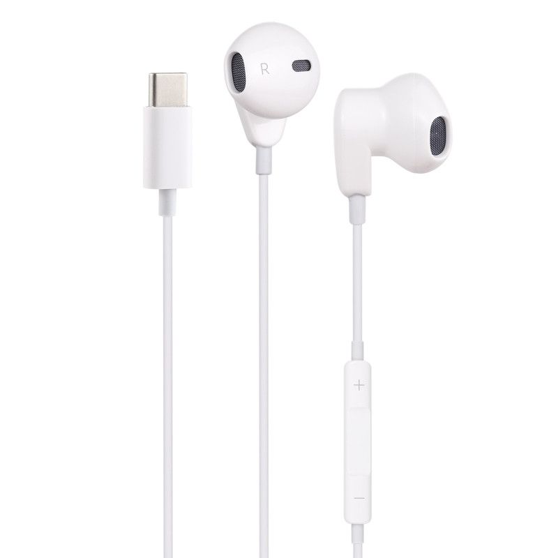 Wewoo USB-C/Type-C Headphones with Microphone, 1.2m Cable, for Huawei, Xiaomi and other USB-C/Type-C Phones (White)