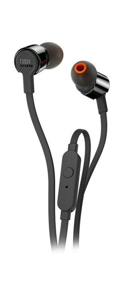 Casques intra-auriculaires JBL T290 noirs avec contrôle par boutons, microphone et kit mains libres