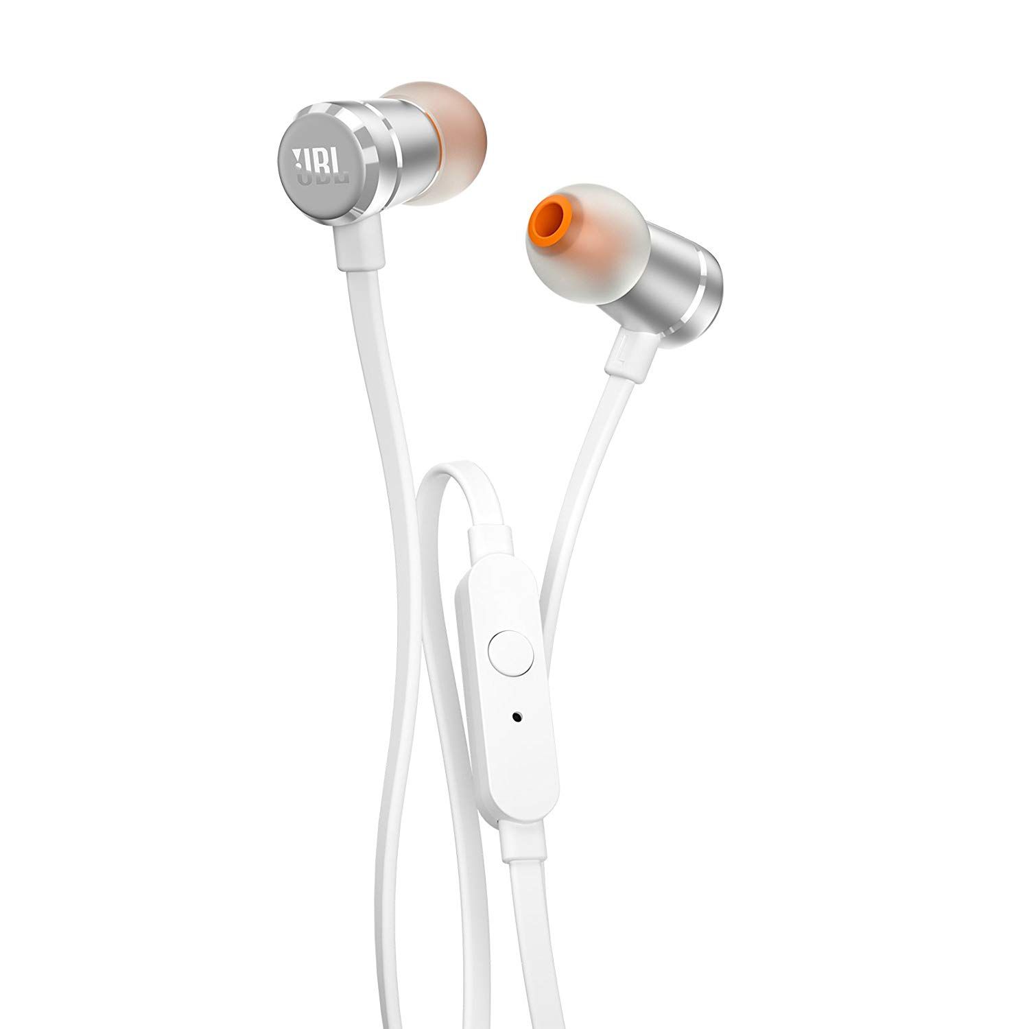 Casques intra-auriculaires JBL T290 - Gris Blanc, Contrôle par boutons, Microphone, Kit mains libres