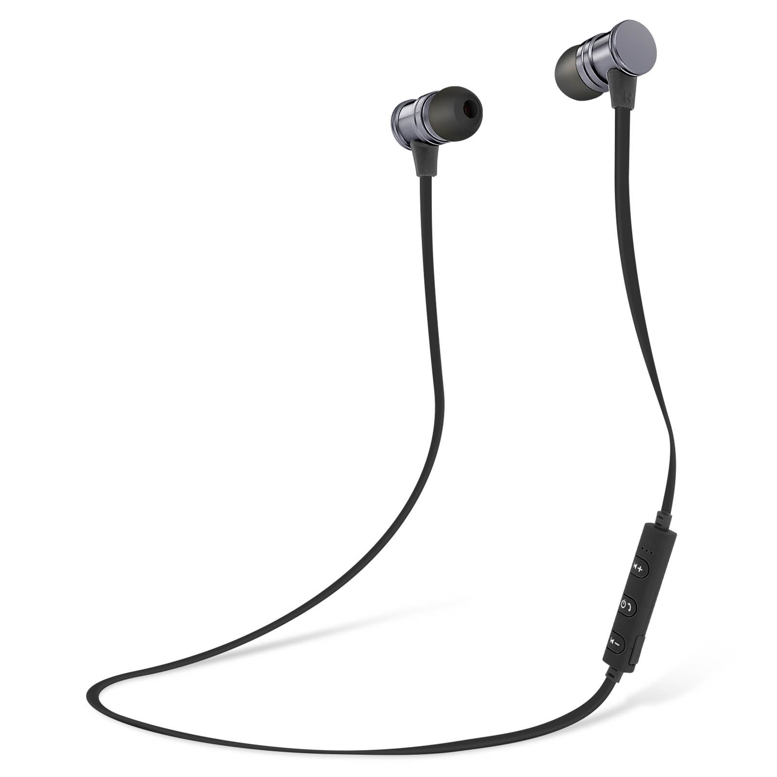 Avizar Magnetic Bluetooth Earbuds with Remote and Microphone - Black