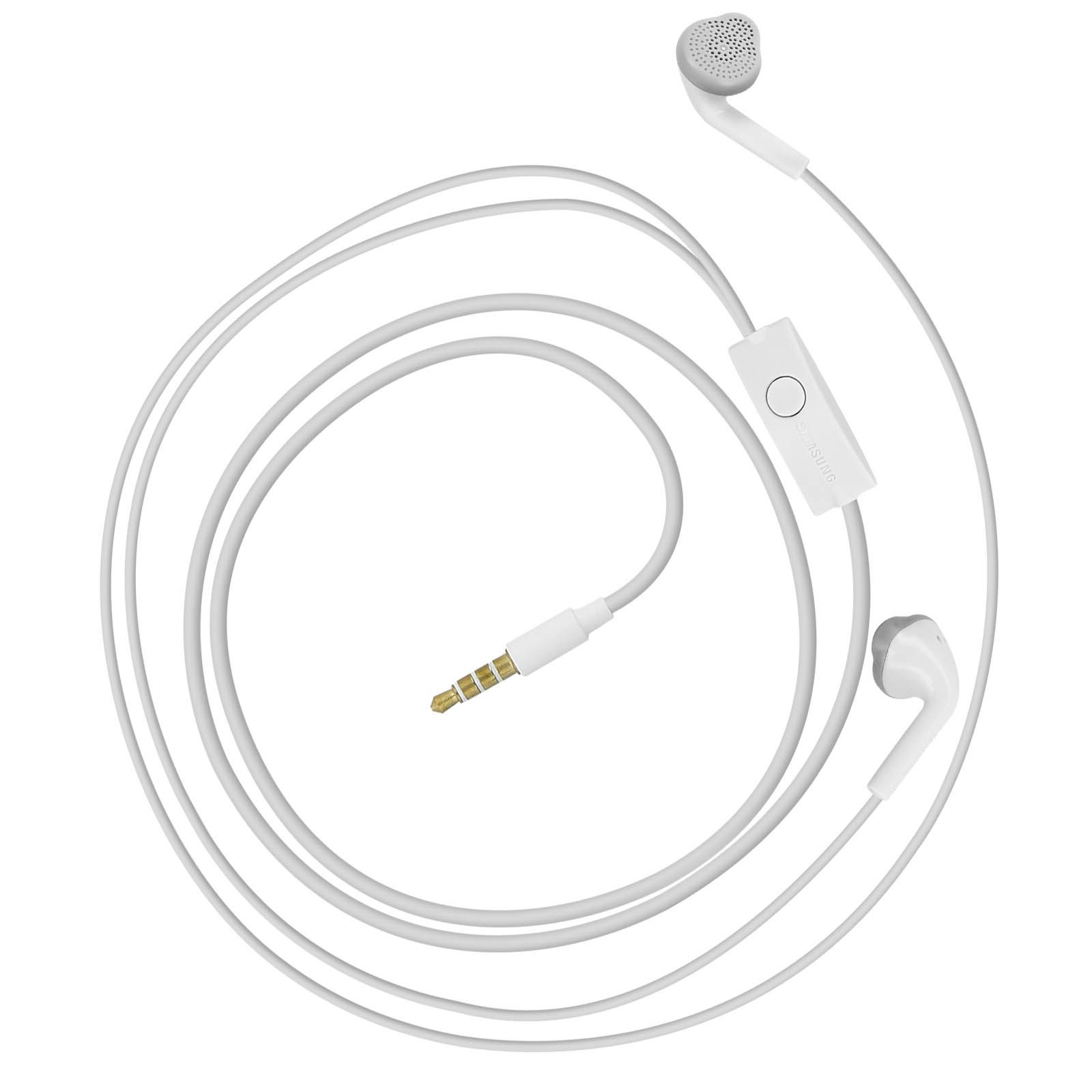 Casques filaires Samsung avec prise jack 3,5 mm, micro et télécommande - Blanc