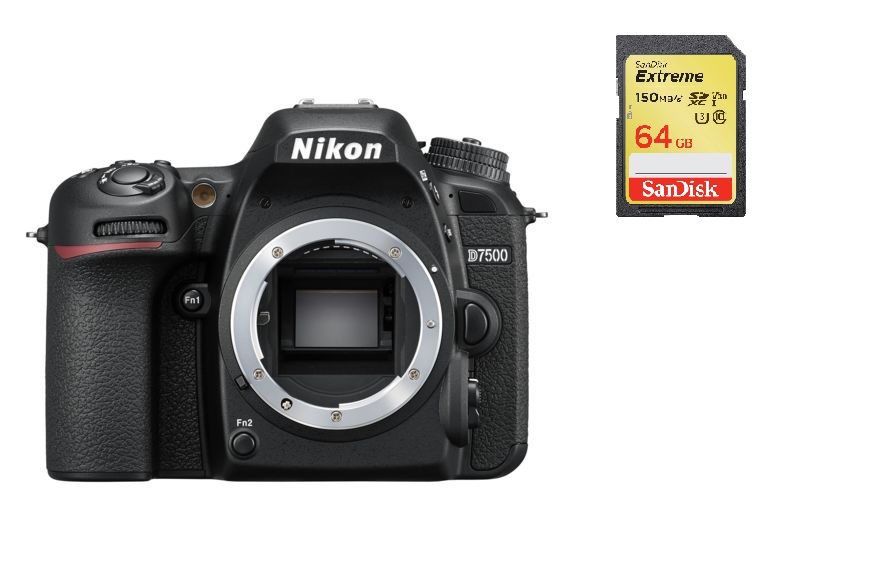 Nikon D7500 20.9MP DSLR Camera Body + 64GB SD Card