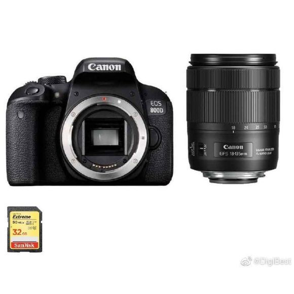 Canon EOS 800D 24.2MP Reflex Camera Kit with EF-S 18-135mm Lens and 32GB SD Card