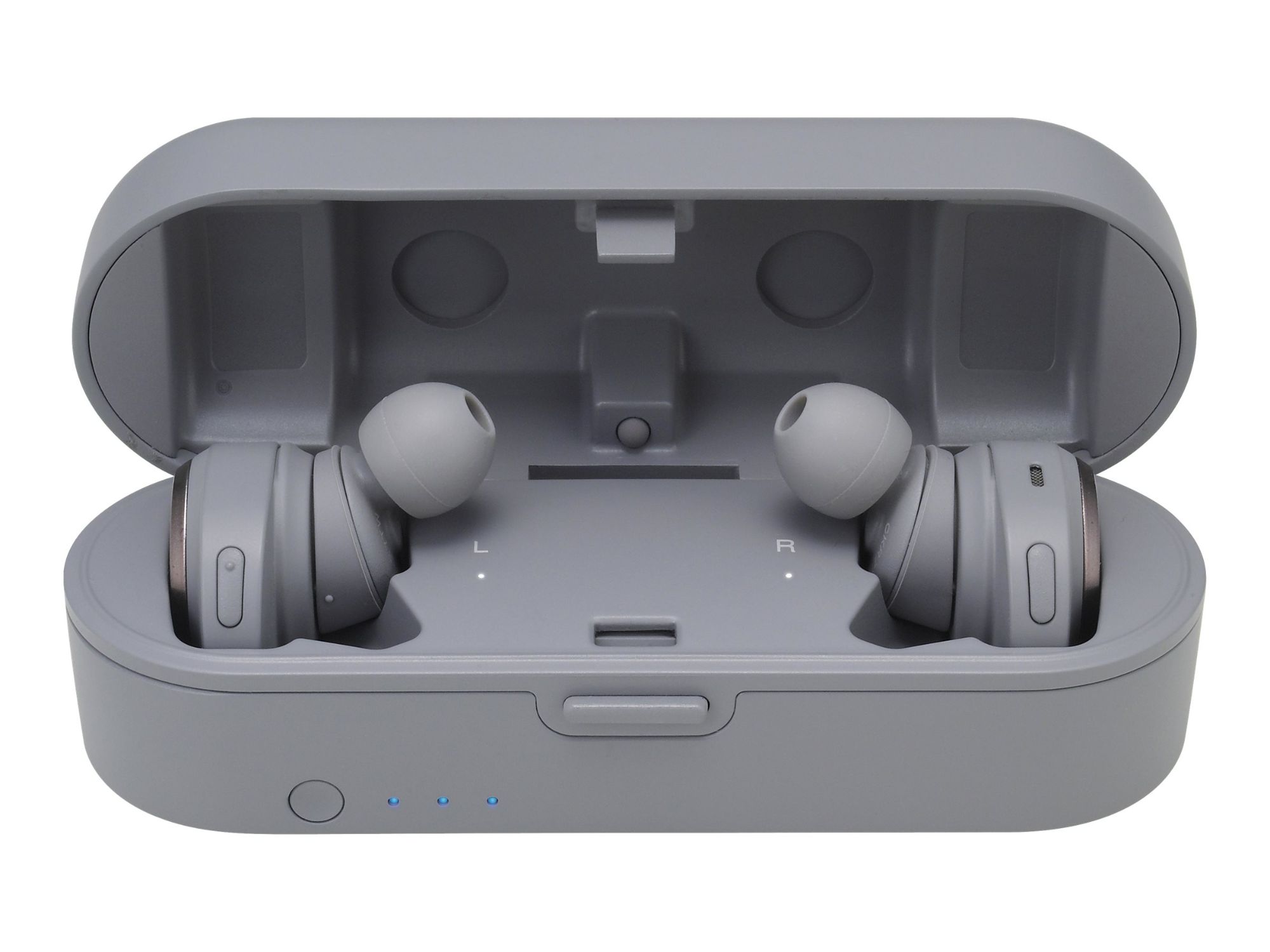 Audio-Technica ATH CKR7TW Wireless Earbuds with Microphone - Gray