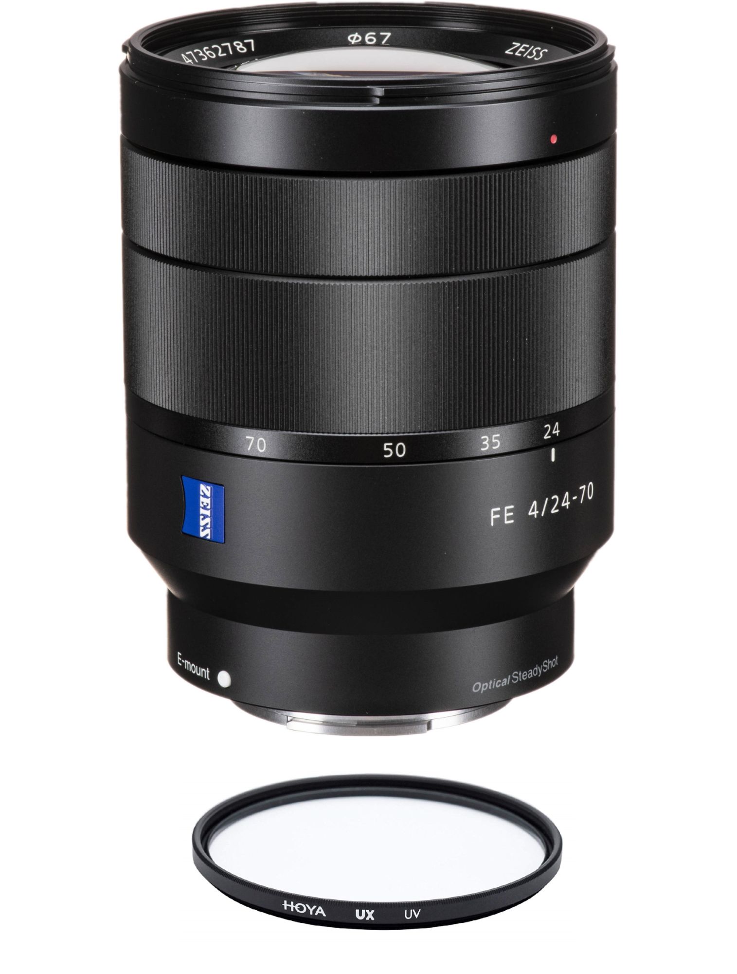 Sony SEL 24-70mm F4 ZA OSS Lens with Hoya UX UV 67mm Filter