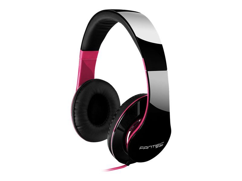 Fantec SHP-250AJ-PK Headphones - Over Ear - Wired - 3.5mm Jack - Noise Isolation - Black/Pink