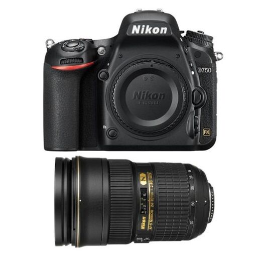 Nikon D750 24,3 MP + lente AF-S 24-70mm f/2.8G ED