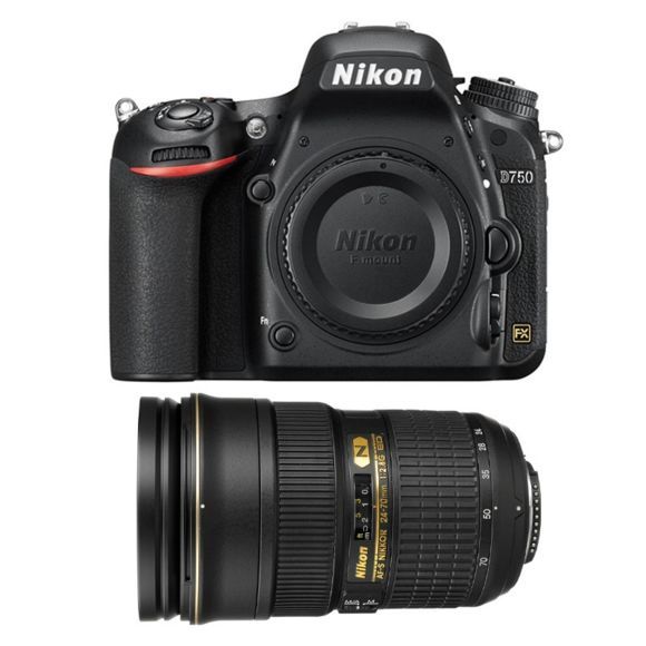 Nikon D750 24,3 mégapixels + objectif AF-S 24-70 mm f/2,8G ED