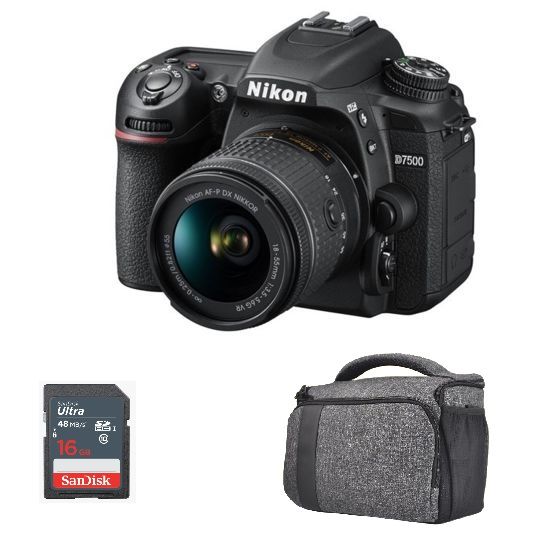 Nikon D7500 20.9MP DSLR Camera Kit with AF-P 18-55mm Lens + Bag + 16GB SD Card