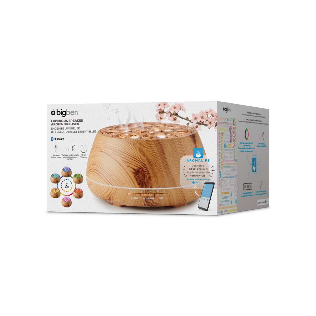 BigBen BTA01 - Aromatherapy Diffuser - Mobile - Brown with Bluetooth Speaker