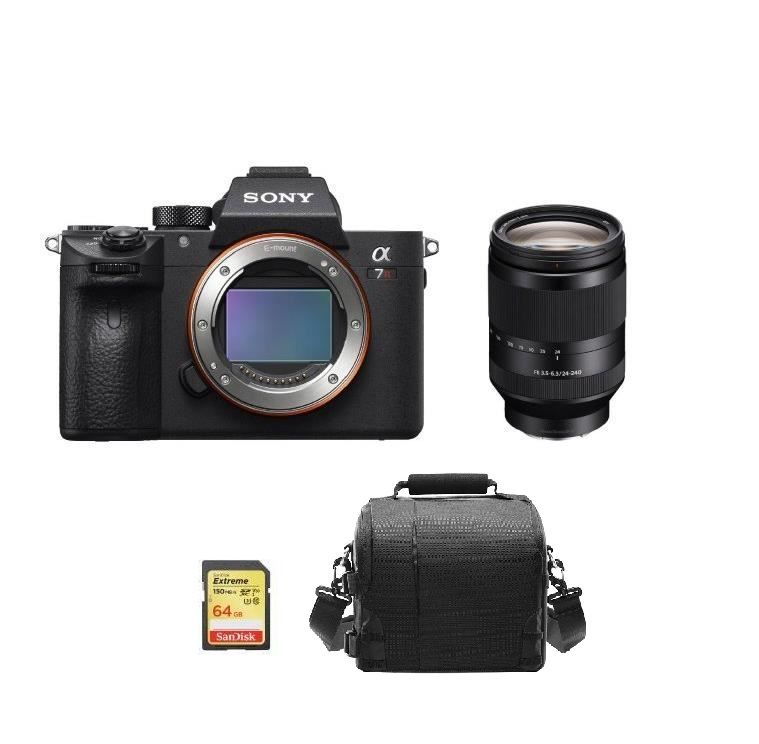 Sony Alpha 7R III Mirrorless Camera with SEL 24-240mm Lens, 64GB SD Card & Case