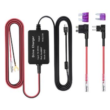 Wudding Car Camera Cable Kit, 12-30V to 5V USB Adapter with QP23382 Protection