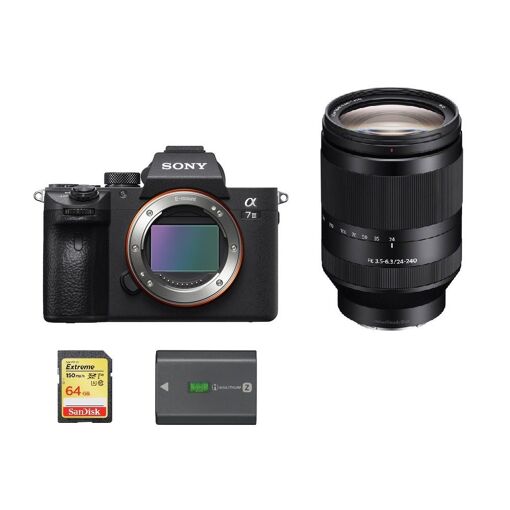 Sony Alpha 7 III Camera Kit (24.2MP, 24-240mm Lens, 64GB Card, Battery)