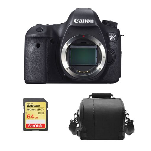 Cámara Canon EOS 6D Cuerpo + Tarjeta SD de 64 GB + Maleta para cámara