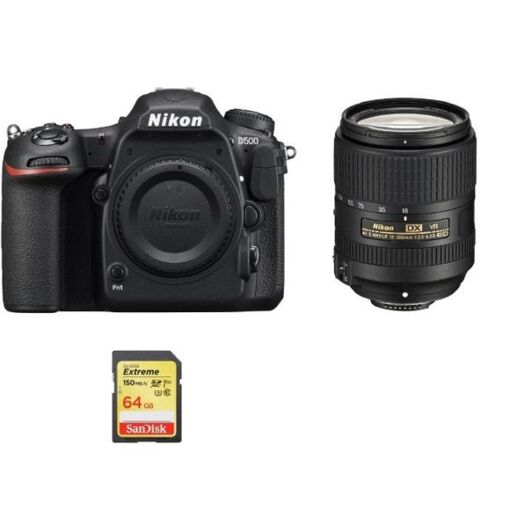 Cámara DSLR Nikon D500 de 20,9 MP con objetivo AF-S 18-300mm F3.5-6.3G ED VR y tarjeta SD de 64 GB