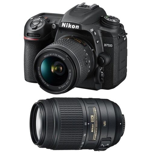 Kit Nikon D7500 avec objectifs AF-P DX 18-55 mm et 70-300 mm f/4,5-6,3 G ED VR