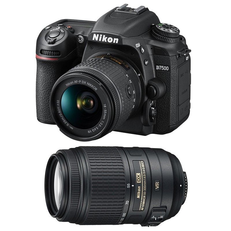 Nikon D7500 Camera Kit with AF-P DX Lenses 18-55mm and 70-300mm