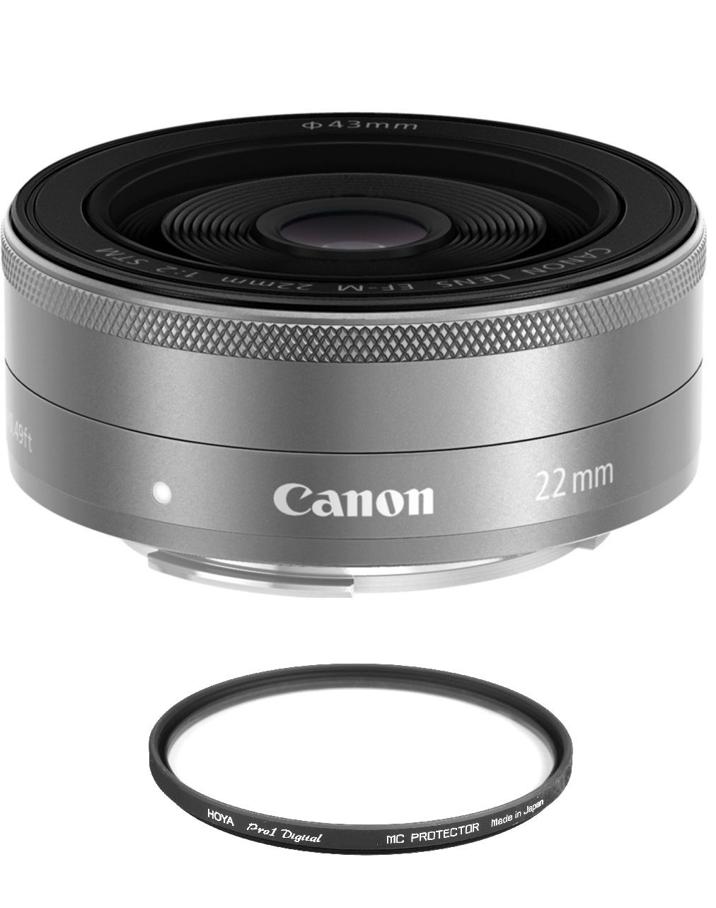 Canon EF-M 22mm F2 STM Silver Lens + Hoya 43mm PRO 1D Protector