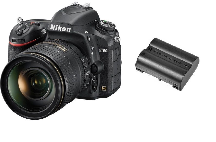 Appareil photo numérique Nikon D750 24,3 MP avec objectif AF-S 24-120 mm f/4G ED VR et batterie EN-EL15A