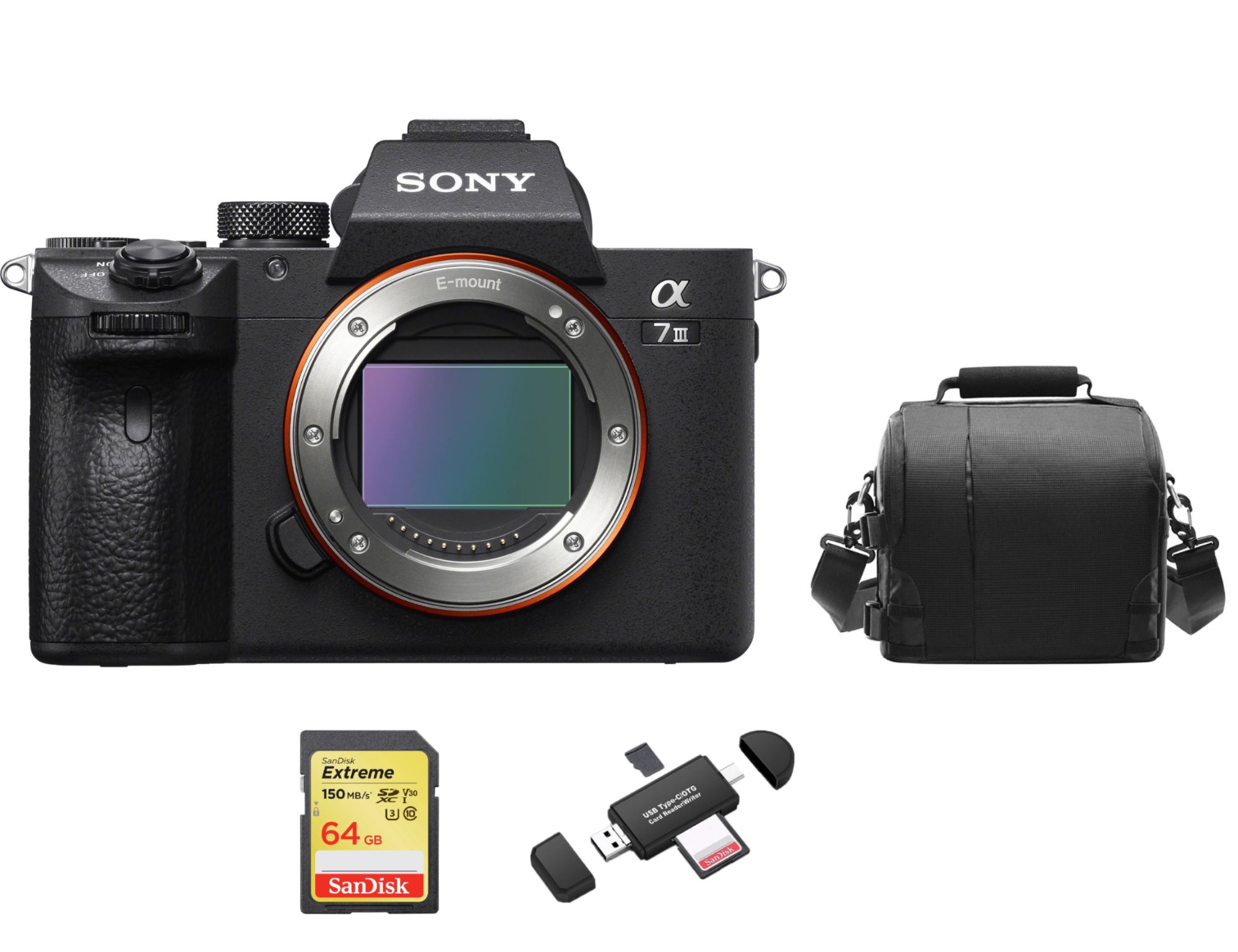 Sony A7 III 42.4MP Hybrid Camera Body + 64GB SD + Bag + Memory Card Reader