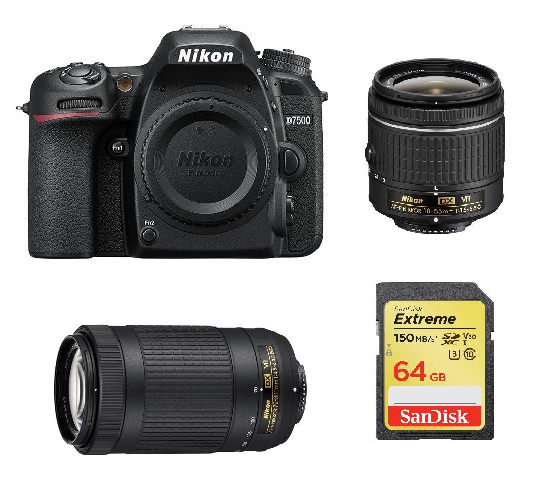 Nikon D7500 20.9MP Reflex Camera Kit with AF-P Lenses and SD Card