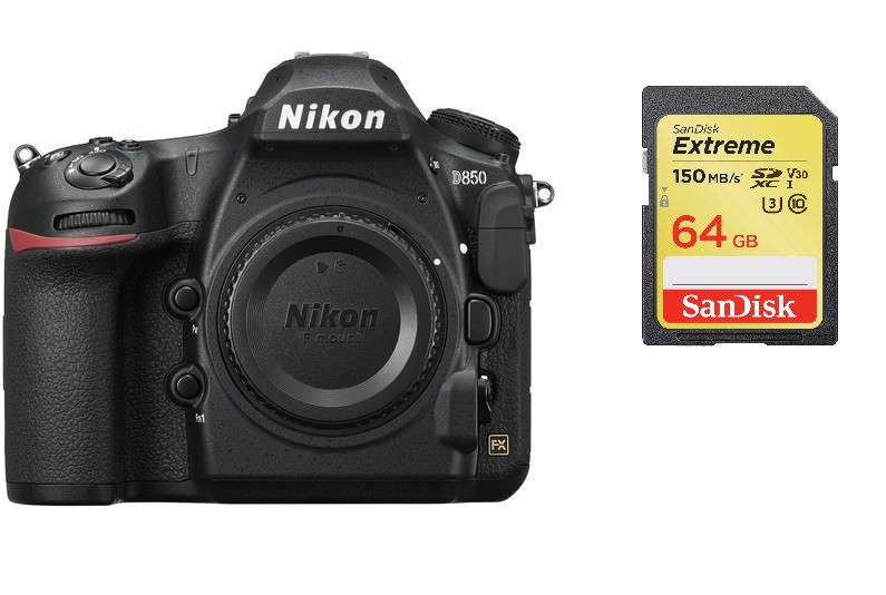 Appareil photo reflex Nikon D850 20,9 mpx Corps + Carte SD de 64 Go