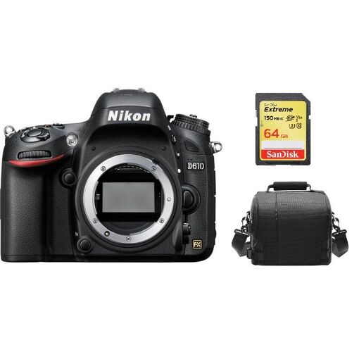 Appareil photo reflex numérique Nikon D610 24,3 MP + Carte SD 64 Go + Étui