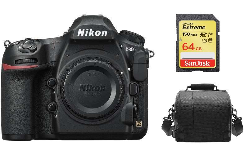 Appareil photo reflex Nikon D850 45,7 mégapixels + carte SD 64 Go + étui
