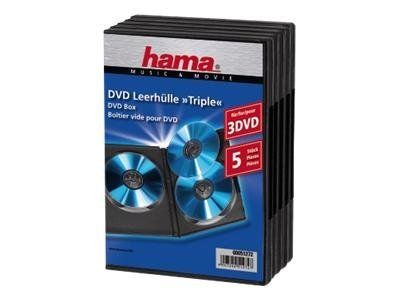 Estuche para DVD Hama Triple - Capacidad: 3 DVD - Negro (paquete de 5)