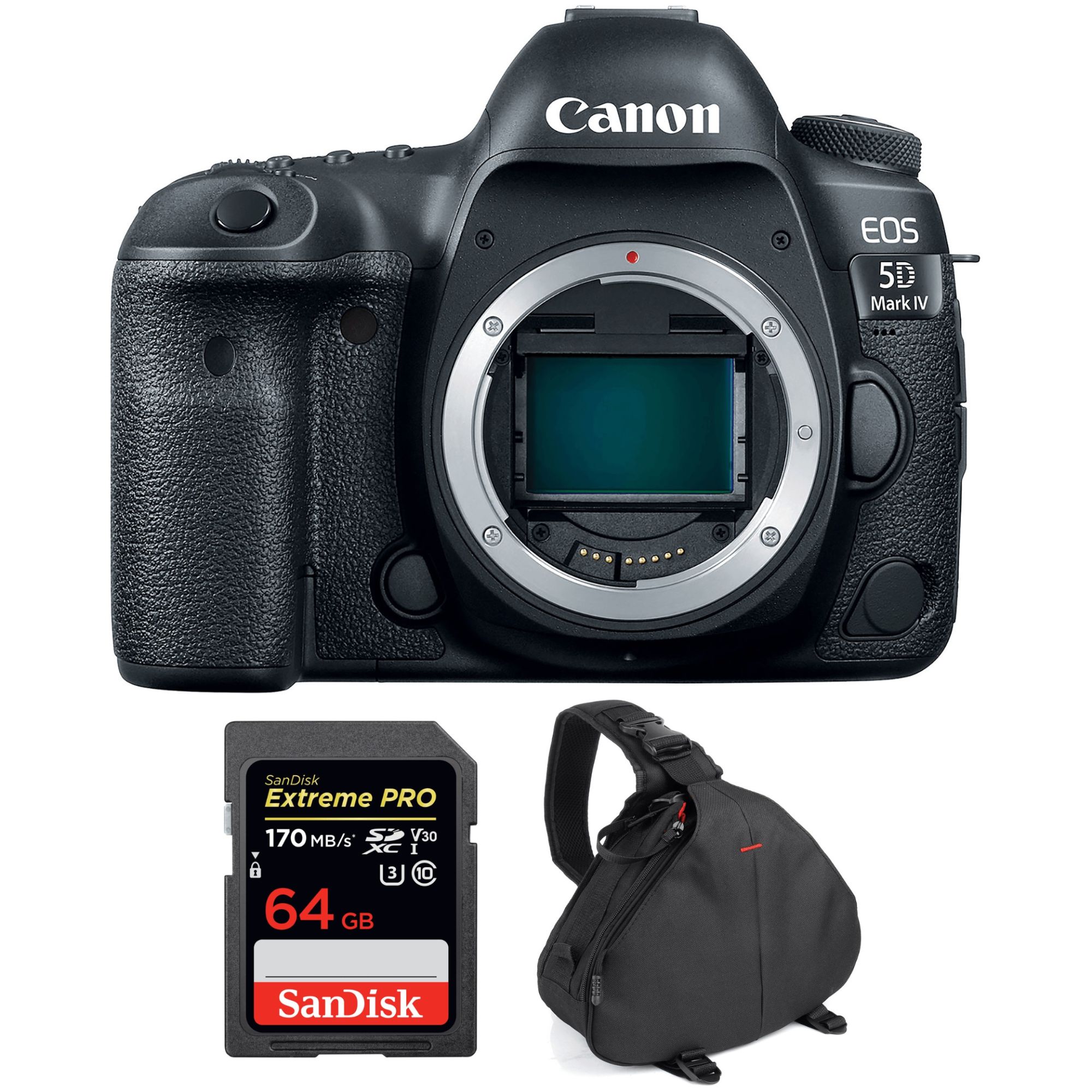 Canon EOS 5D Mark IV Body + SanDisk 64GB Extreme PRO UHS-I SDXC 170MB/s + 2 Year Warranty Bag
