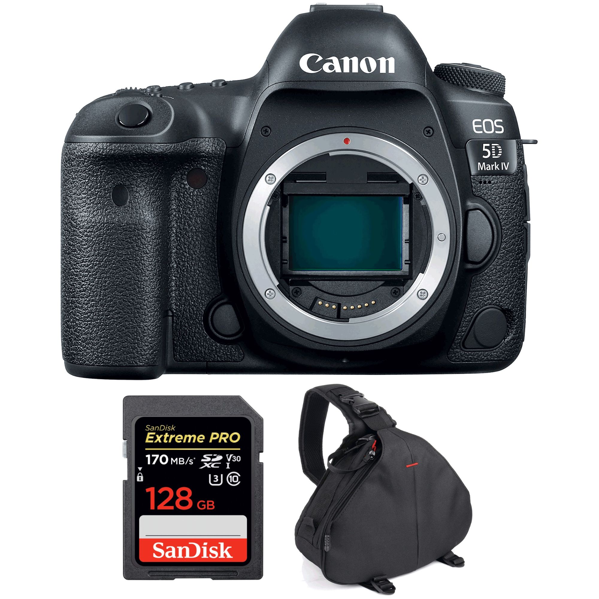 Canon EOS 5D Mark IV Body + SanDisk 128GB Extreme PRO UHS-I SDXC 170MB/s Card + 2 Year Warranty Bag
